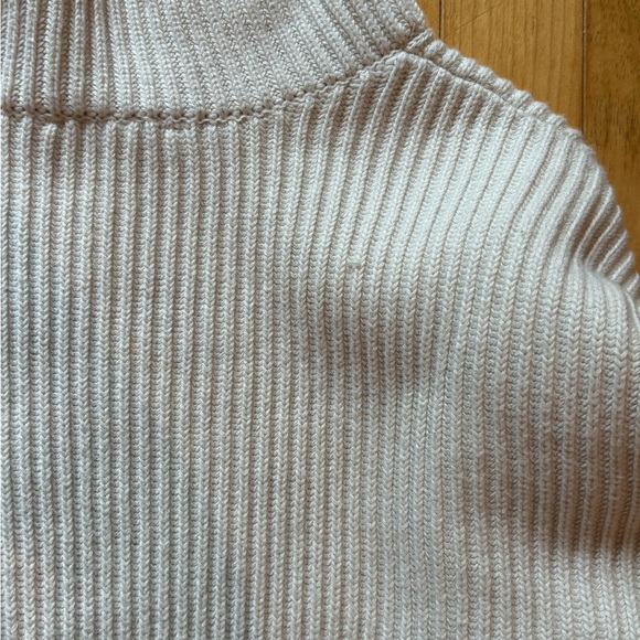 Cozy Cream Ribbed 100% Cotton Mock Neck Sweater - Picture 7 of 8